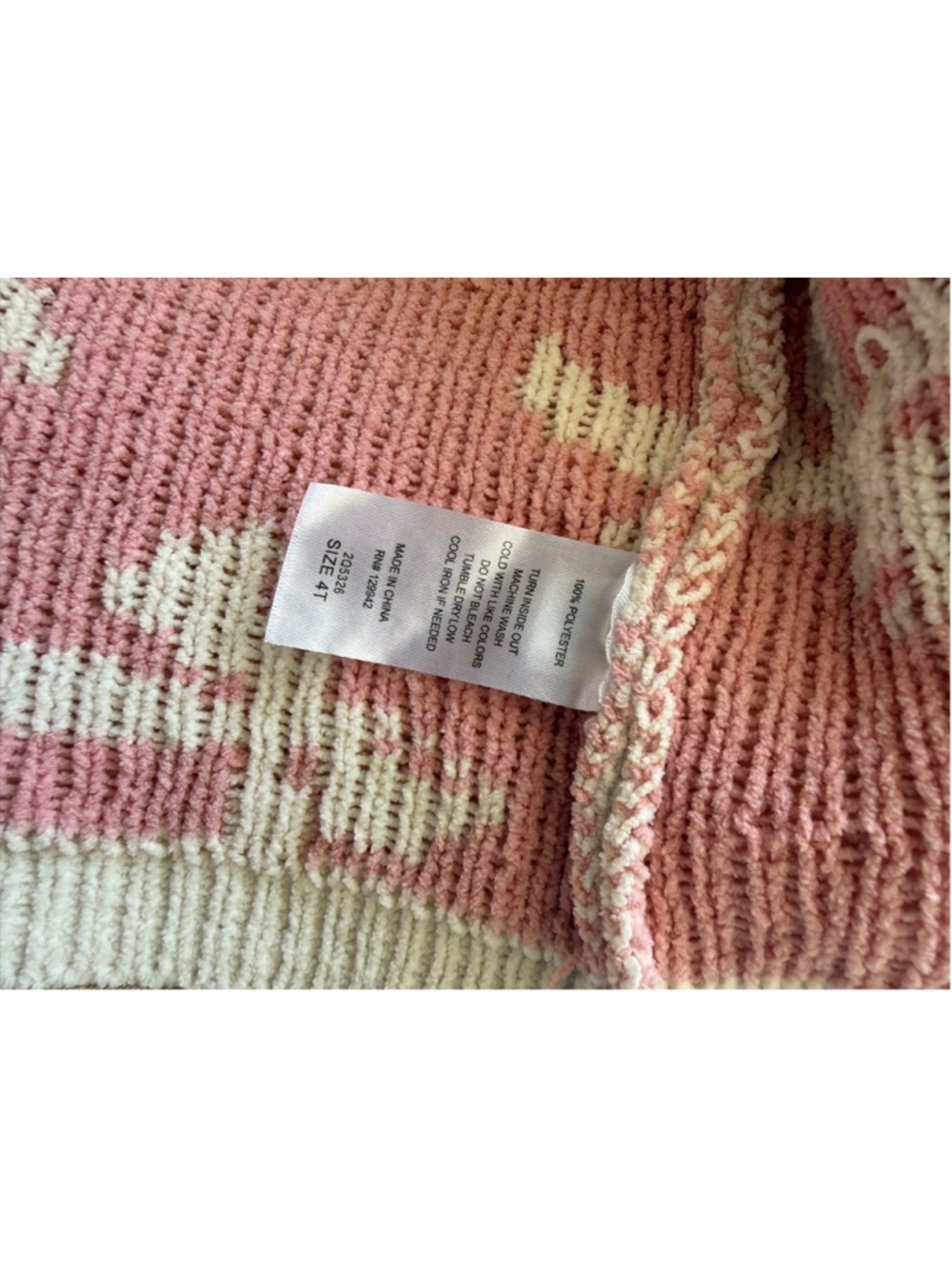 Girls Btween Cream & Pink Bow Cardigan Sweater 4T - Picture 4 of 7